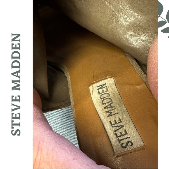 Steve Madden Catlyna Leather Peep Toe Block Heel Sandal Bootie Buckle Tan Size 8 - Picture 8 of 8